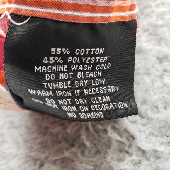 South Pole Shirt Mens Large Orange Button Up Short Sleeve Casual Plaid Pockets‎ - Picture 9 of 13